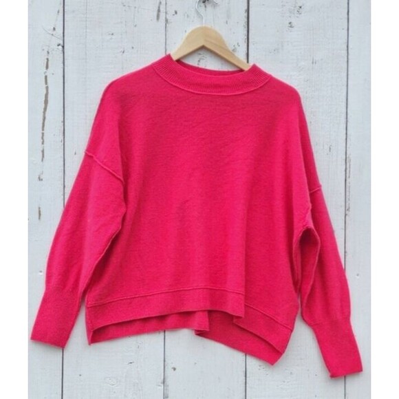 Free People Easy Street 100% Cashmere Women Hot Pink Oversize Sweater Sz S - Picture 2 of 11